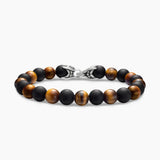 SPIRITUAL BEADS ALTERNATING BRACELET Sterling Silver with Tiger’s Eye and Black Onyx, 8mm