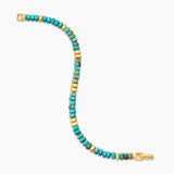 Hex Bead Bracelet Turquoise and 18K Yellow Gold, 6mm