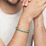 Hex Bead Bracelet Turquoise and 18K Yellow Gold, 6mm