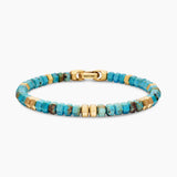 Hex Bead Bracelet Turquoise and 18K Yellow Gold, 6mm