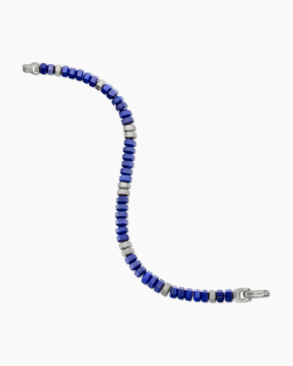 Hex Bead Bracelet Sterling Silver with Lapis, 6mm