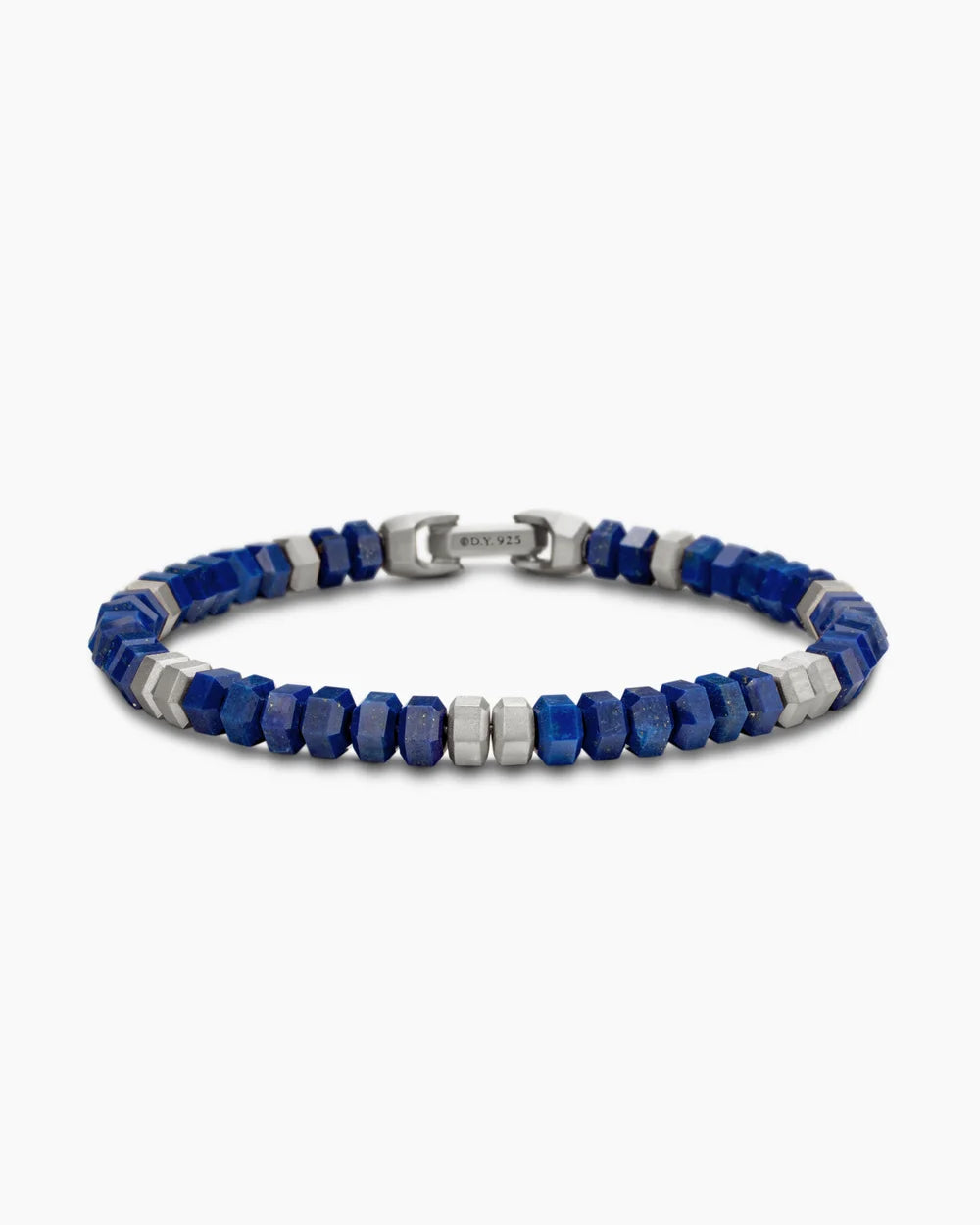 Hex Bead Bracelet Sterling Silver with Lapis, 6mm