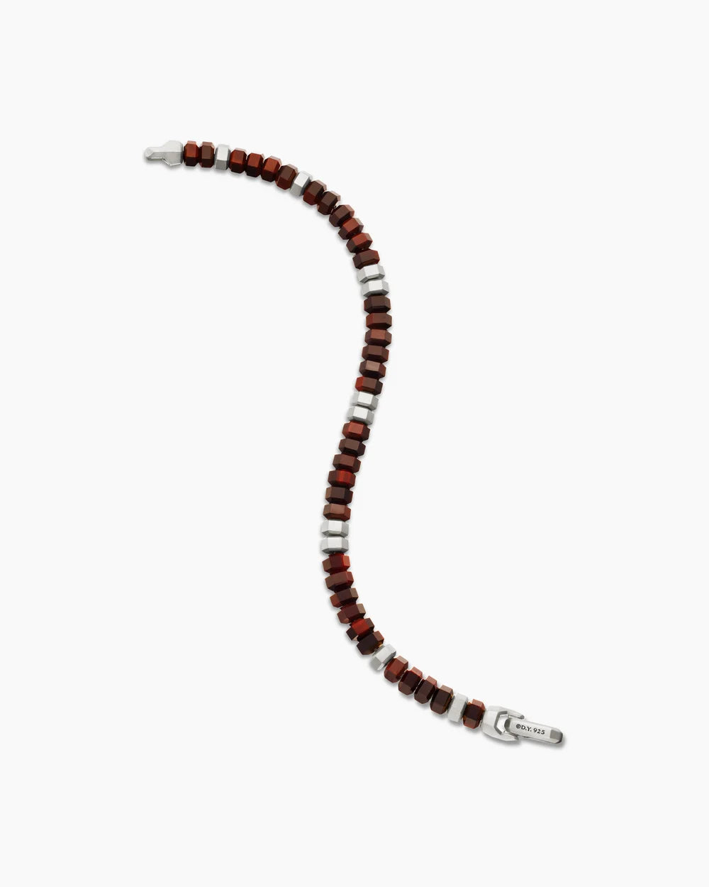 Hex Bead Bracelet Sterling Silver with Red Tiger’s Eye, 6mm