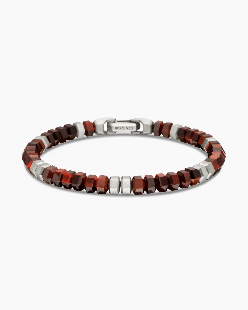Hex Bead Bracelet Sterling Silver with Red Tiger’s Eye, 6mm