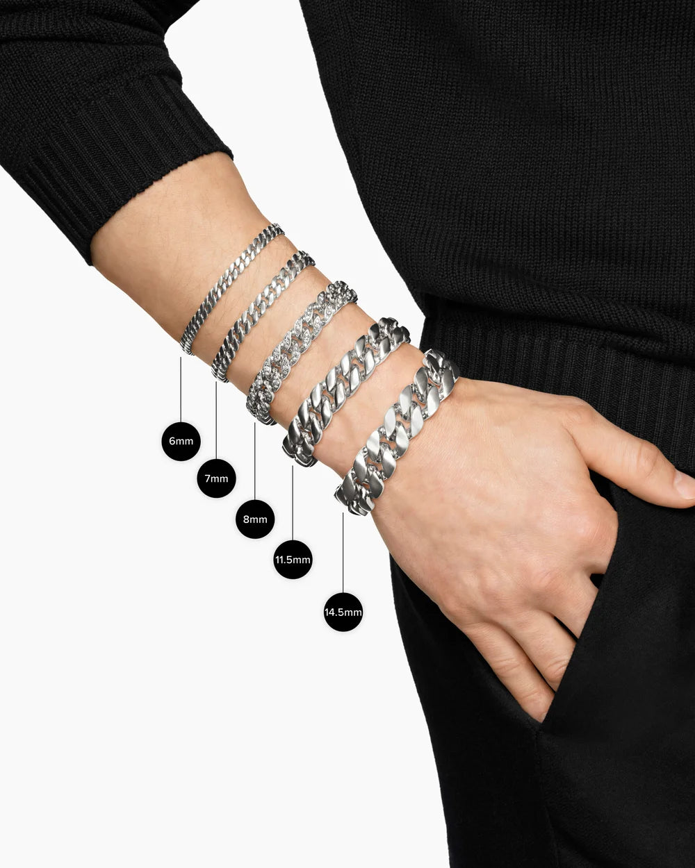 Curb Chain Bracelet in Sterling Silver, 8mm