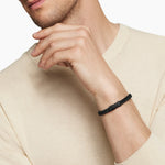 Chevron Bracelet in Black Rubber with Black Titanium, 9mm