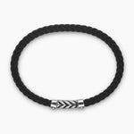 Chevron Bracelet Black Rubber with Diamonds and Sterling Silver, 6mm