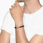 Chevron Bracelet in Black Rubber with Sterling Silver, 6mm