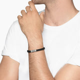 Chevron Bracelet Black Rubber with Diamonds and Sterling Silver, 6mm