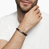 Chevron Bracelet  in Black Rubber with Sterling Silver, 6mm