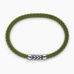 CHEVRON BRACELET Green Rubber with Sterling Silver, 6mm