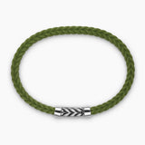 CHEVRON BRACELET Green Rubber with Sterling Silver, 6mm