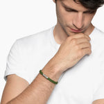 CHEVRON BRACELET Green Rubber with Sterling Silver, 6mm