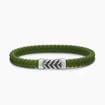 CHEVRON BRACELET Green Rubber with Sterling Silver, 6mm