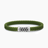 CHEVRON BRACELET Green Rubber with Sterling Silver, 6mm