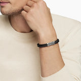 Chevron Bracelet in Black Rubber with Sterling Silver, 9mm