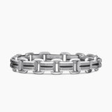 Deco Beveled Link Bracelet in Sterling Silver, 7.5mm
