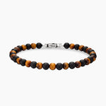 Spiritual Beads Alternating Bracelet Sterling Silver with Black Onyx and Tiger’s Eye, 6mm