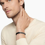 Streamline® ID Bracelet  in Black Rubber with Black Diamonds and Sterling Silver, 10mm