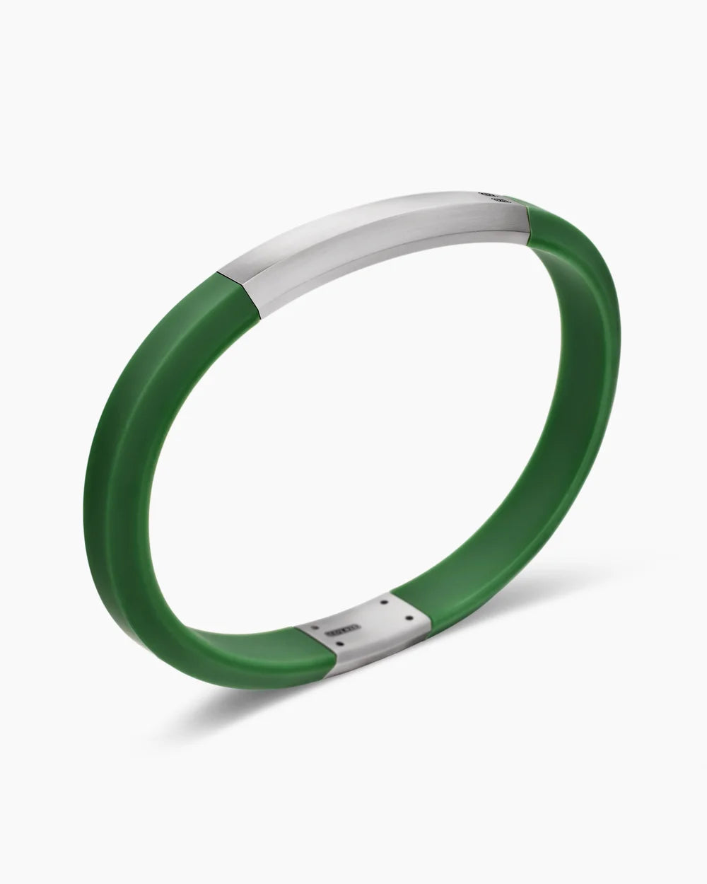 Streamline® ID Bracelet Green Rubber with Sterling Silver, 8mm