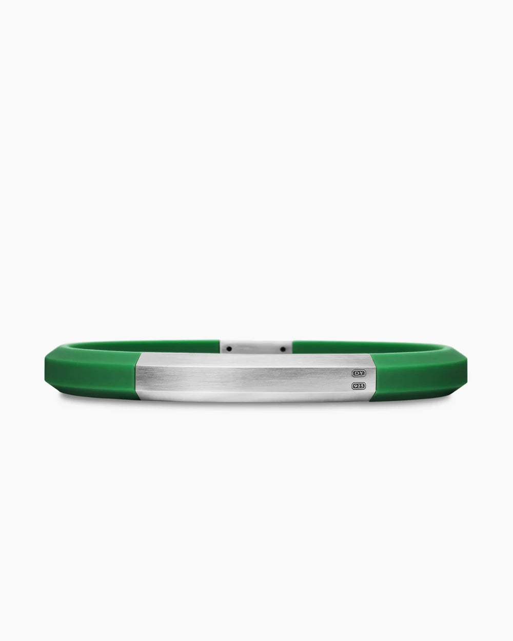 Streamline® ID Bracelet Green Rubber with Sterling Silver, 8mm