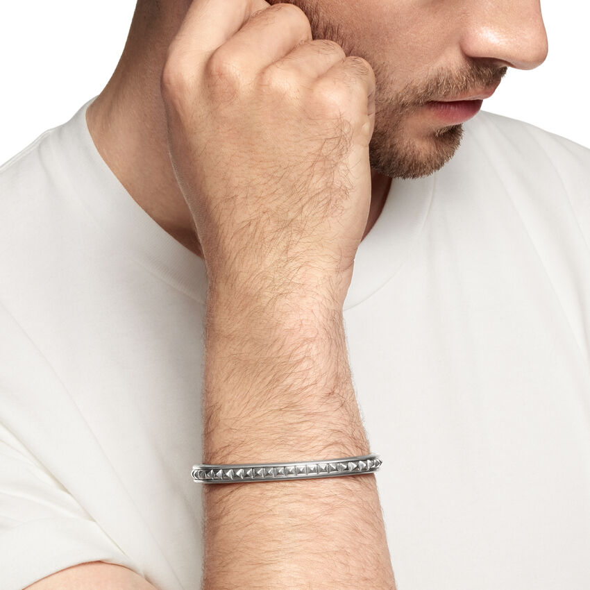 Pyramid Cuff Bracelet in Sterling Silver, 7mm