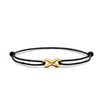 Infinity Link Cord Bracelet in Black Nylon with 18K Yellow Gold, 9mm