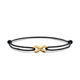 Infinity Link Cord Bracelet in Black Nylon with 18K Yellow Gold, 9mm
