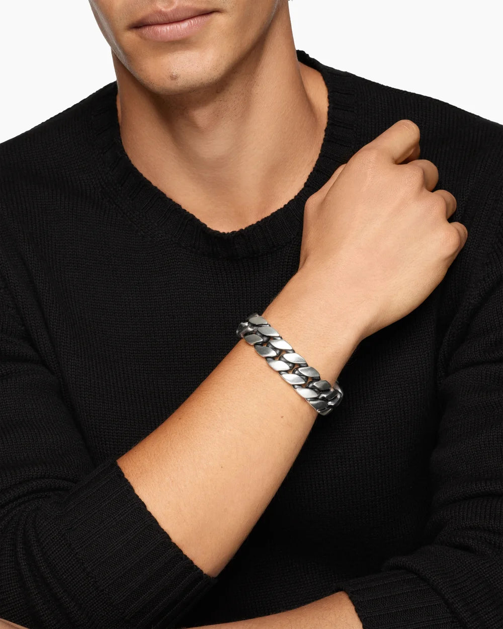Curb Chain Bracelet Sterling Silver, 18mm