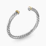 Cable Cuff Bracelet in Sterling Silver with 14K Yellow Gold, 6mm