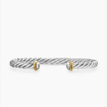 Cable Cuff Bracelet in Sterling Silver with 14K Yellow Gold, 6mm