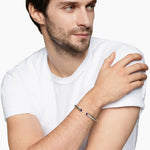 Cable Cuff Bracelet in Sterling Silver with 14K Yellow Gold and Lapis, 6mm