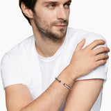 Cable Cuff Bracelet in Sterling Silver with 14K Yellow Gold and Lapis, 6mm