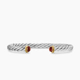 Cable Cuff Bracelet in Sterling Silver with 14K Yellow Gold and Red Tiger's Eye, 6mm