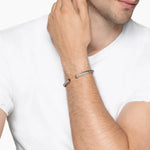 Cable Cuff Bracelet in Sterling Silver with 14K Yellow Gold and Tiger's Eye, 6mm