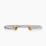 Cable Cuff Bracelet in Sterling Silver with 14K Yellow Gold and Tiger's Eye, 6mm