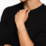 CABLE CUFF BRACELET Sterling Silver with Diamonds, 6mm