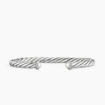 CABLE CUFF BRACELET Sterling Silver with Diamonds, 6mm