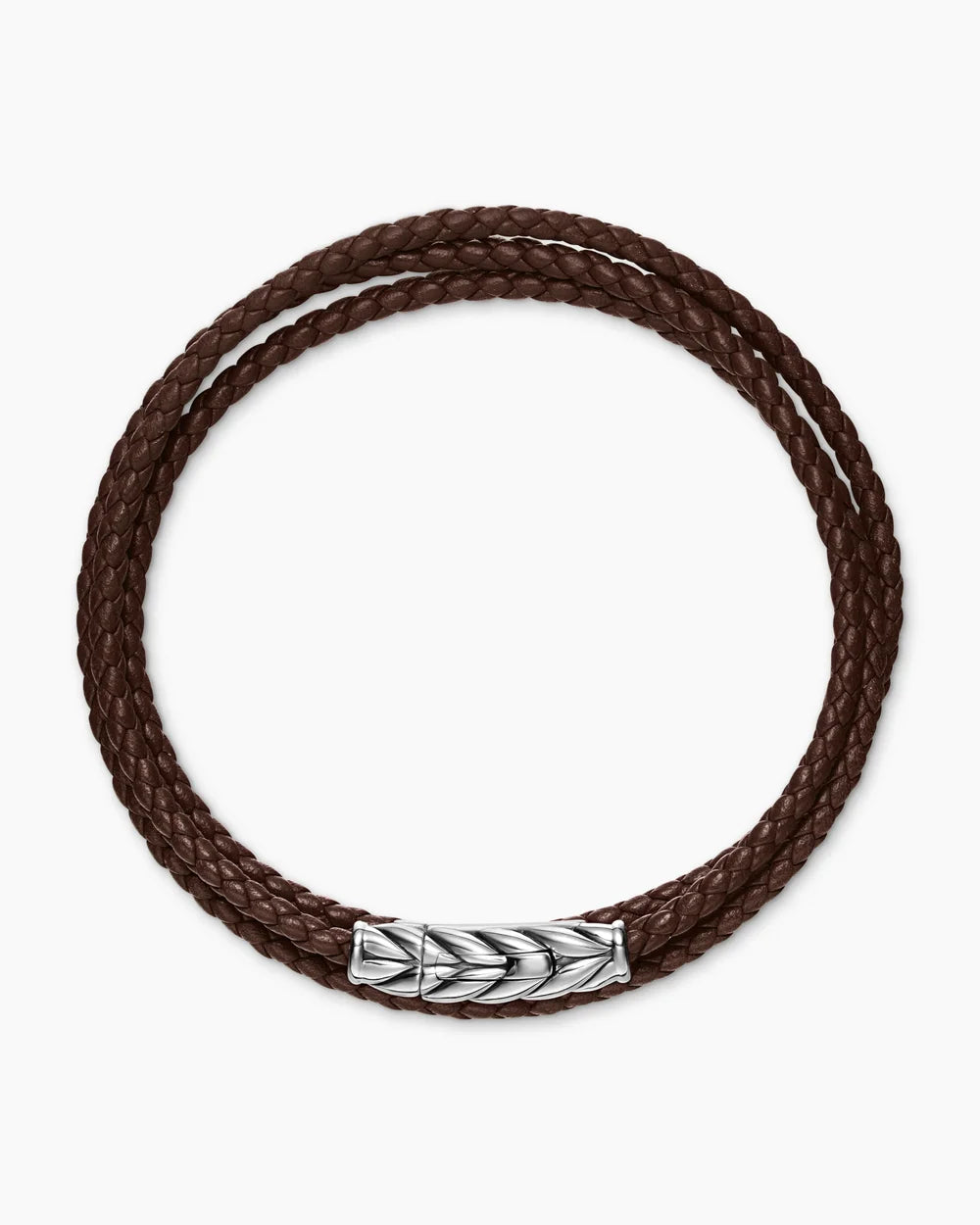 CHEVRON TRIPLE WRAP BRACELET Brown Leather with Sterling Silver, 3mm