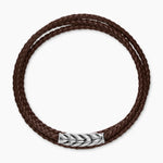 CHEVRON TRIPLE WRAP BRACELET Brown Leather with Sterling Silver, 3mm
