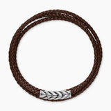 CHEVRON TRIPLE WRAP BRACELET Brown Leather with Sterling Silver, 3mm