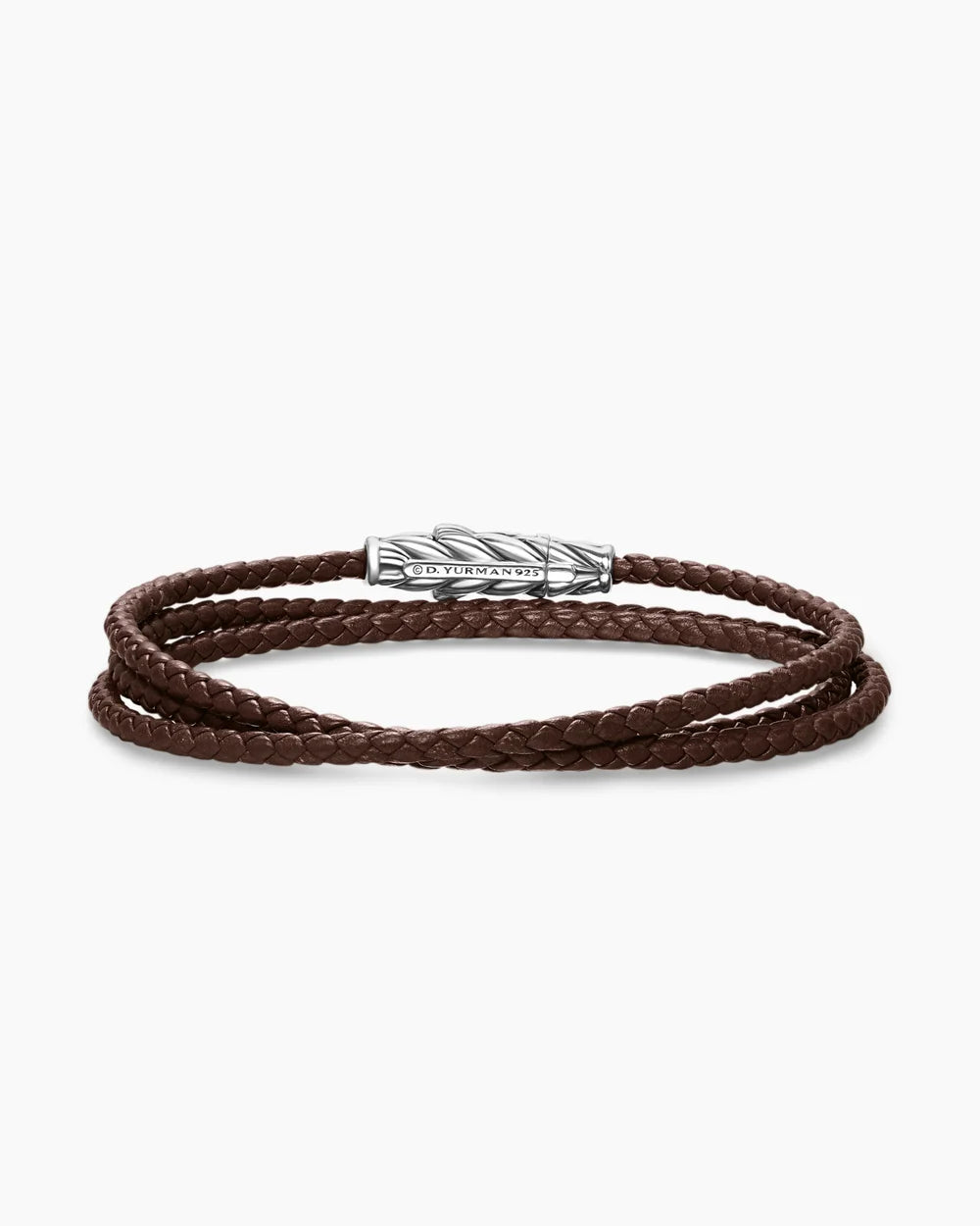 CHEVRON TRIPLE WRAP BRACELET Brown Leather with Sterling Silver, 3mm