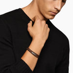 CHEVRON TRIPLE WRAP BRACELET Brown Leather with Sterling Silver, 3mm