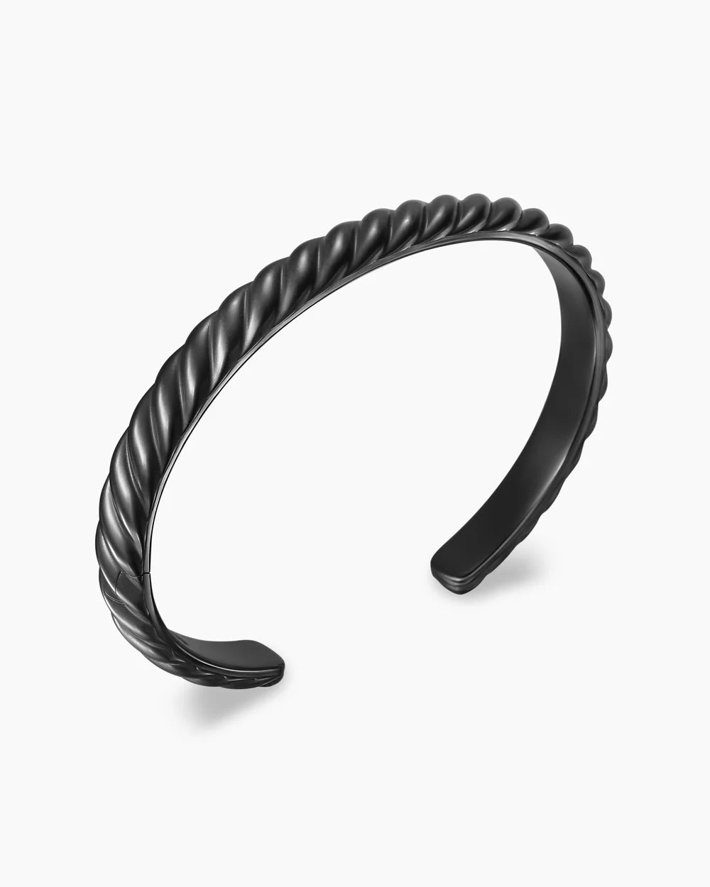 Sculpted Cable Cuff Bracelet Black Titanium, 7mm