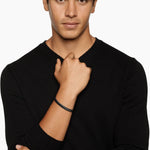 Sculpted Cable Cuff Bracelet Black Titanium, 7mm