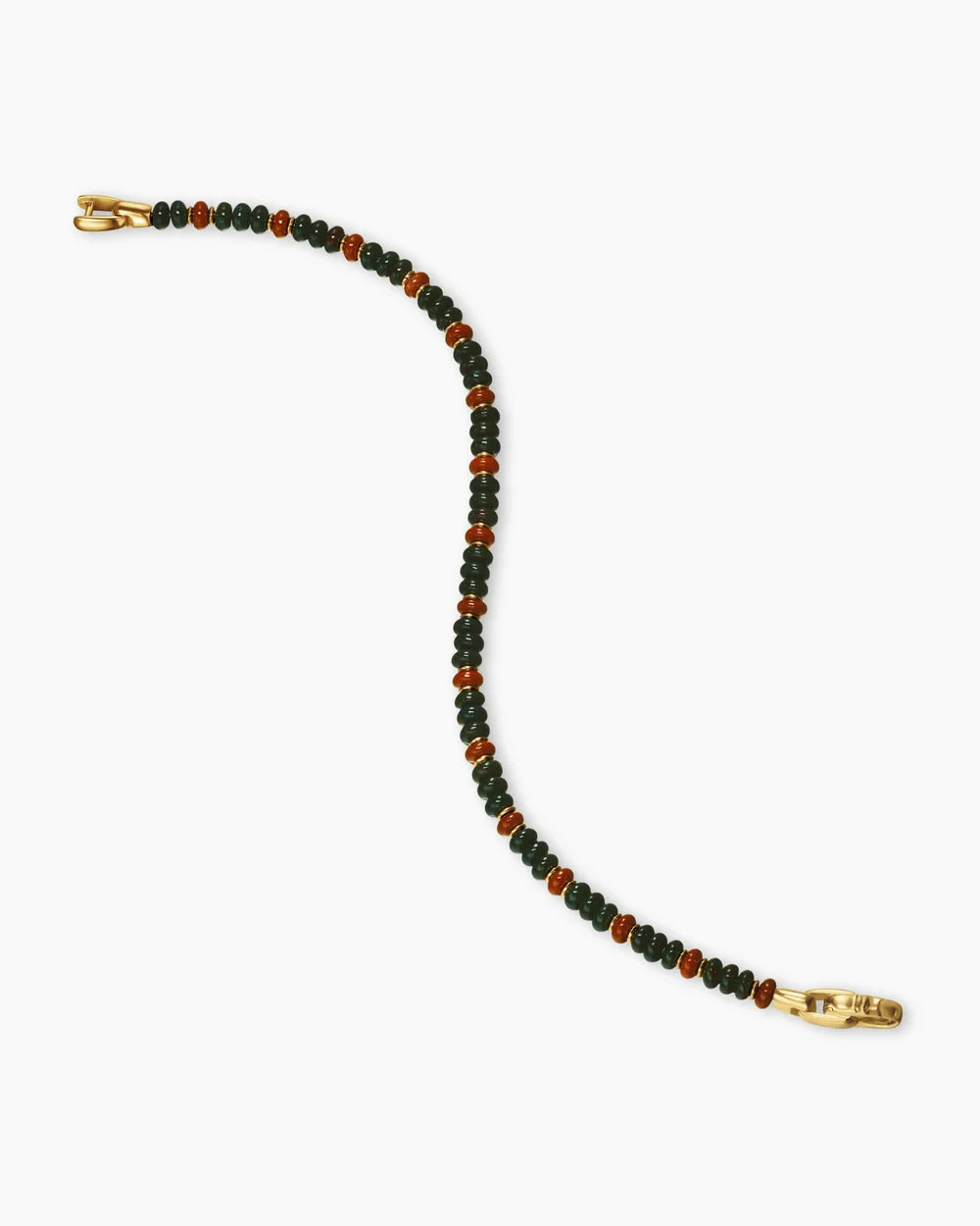 Spiritual Beads Bracelet 18K Yellow Gold with Bloodstone and Red Jasper, 4mm