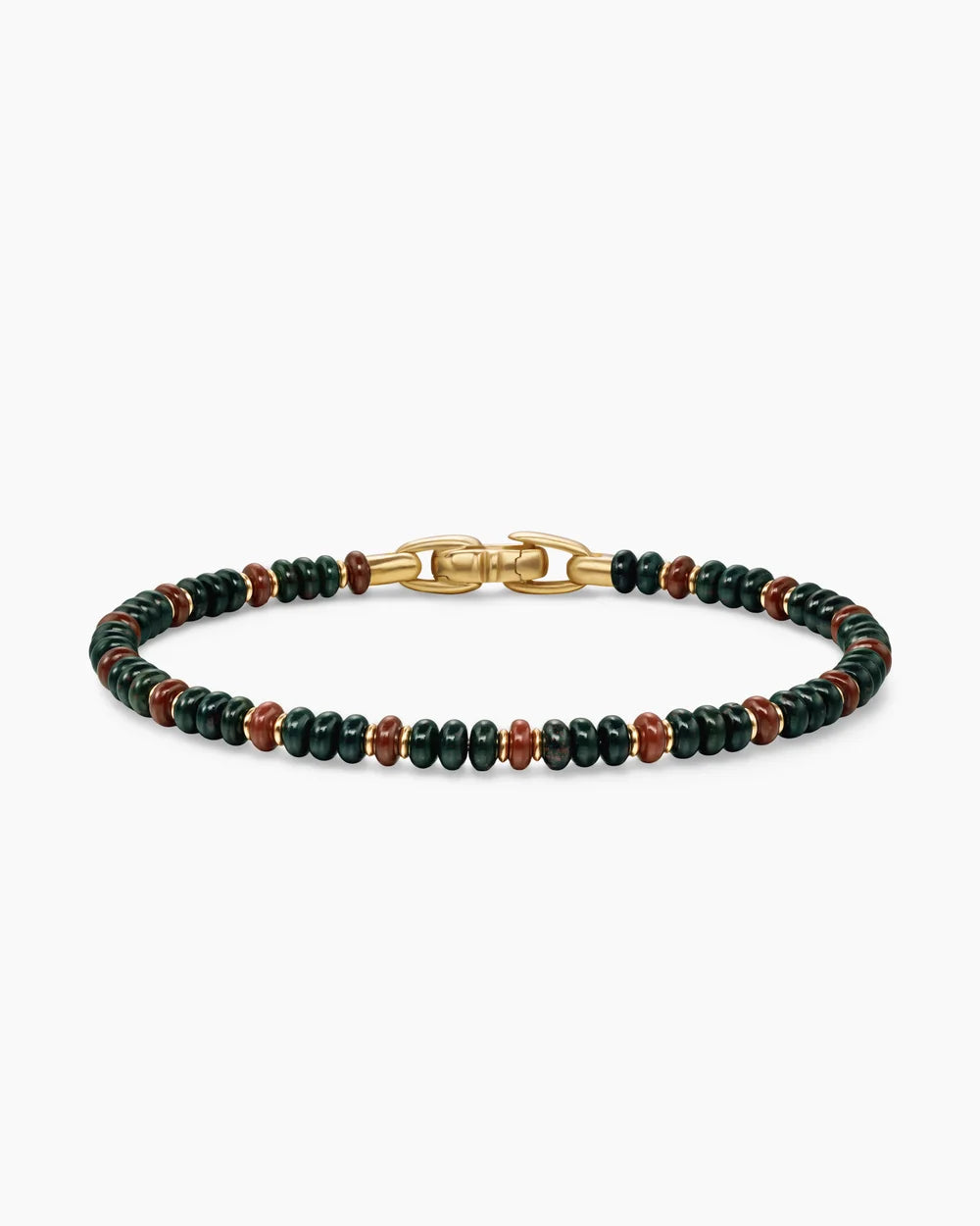 Spiritual Beads Bracelet 18K Yellow Gold with Bloodstone and Red Jasper, 4mm