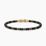Spiritual Beads Bracelet 18K Yellow Gold with Bloodstone and Red Jasper, 4mm