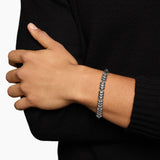 CHEVRON LINK BRACELET Sterling Silver with Black Diamonds, 7.6mm