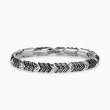 CHEVRON LINK BRACELET Sterling Silver with Black Diamonds, 7.6mm